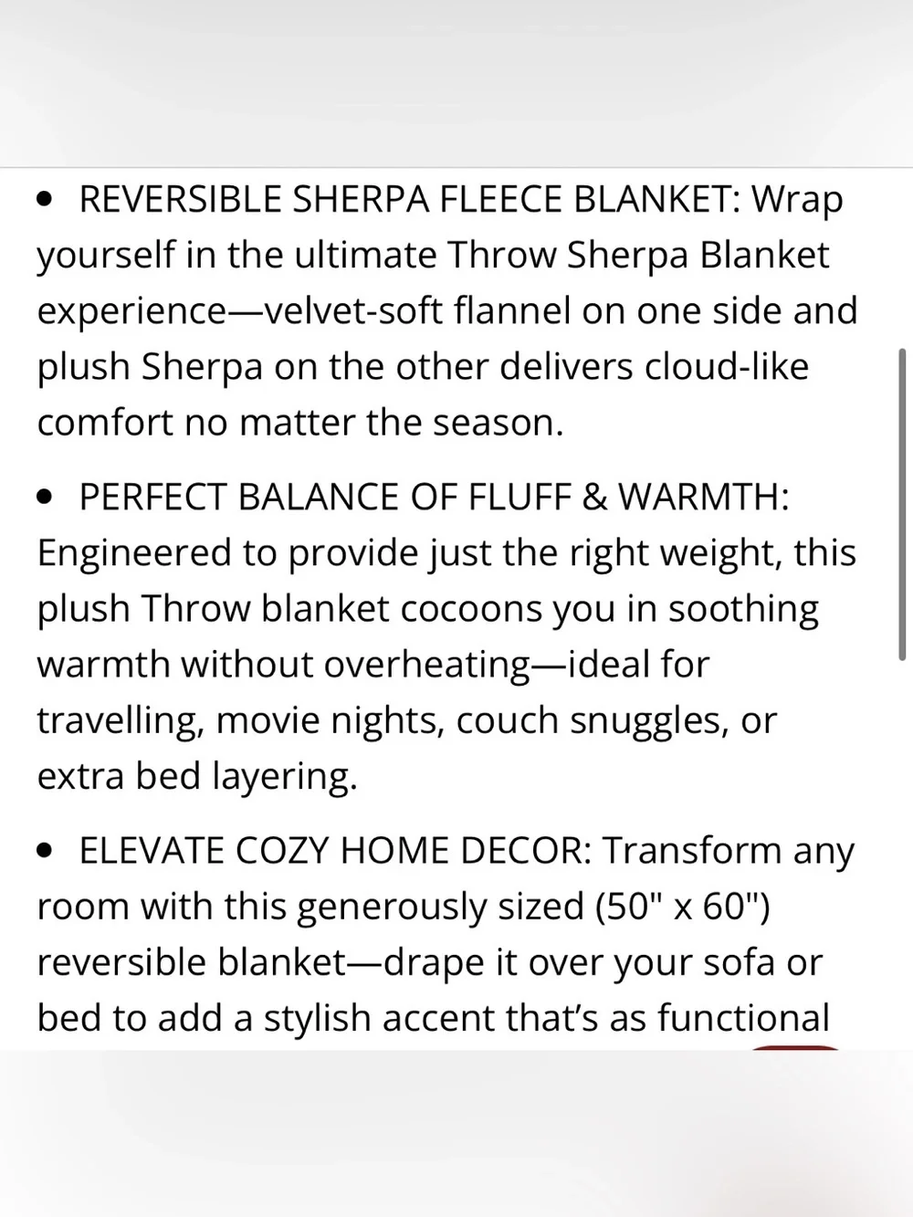Sherpa Fleece Throw Reversible Blanket 50x60” BURNT ORANGE